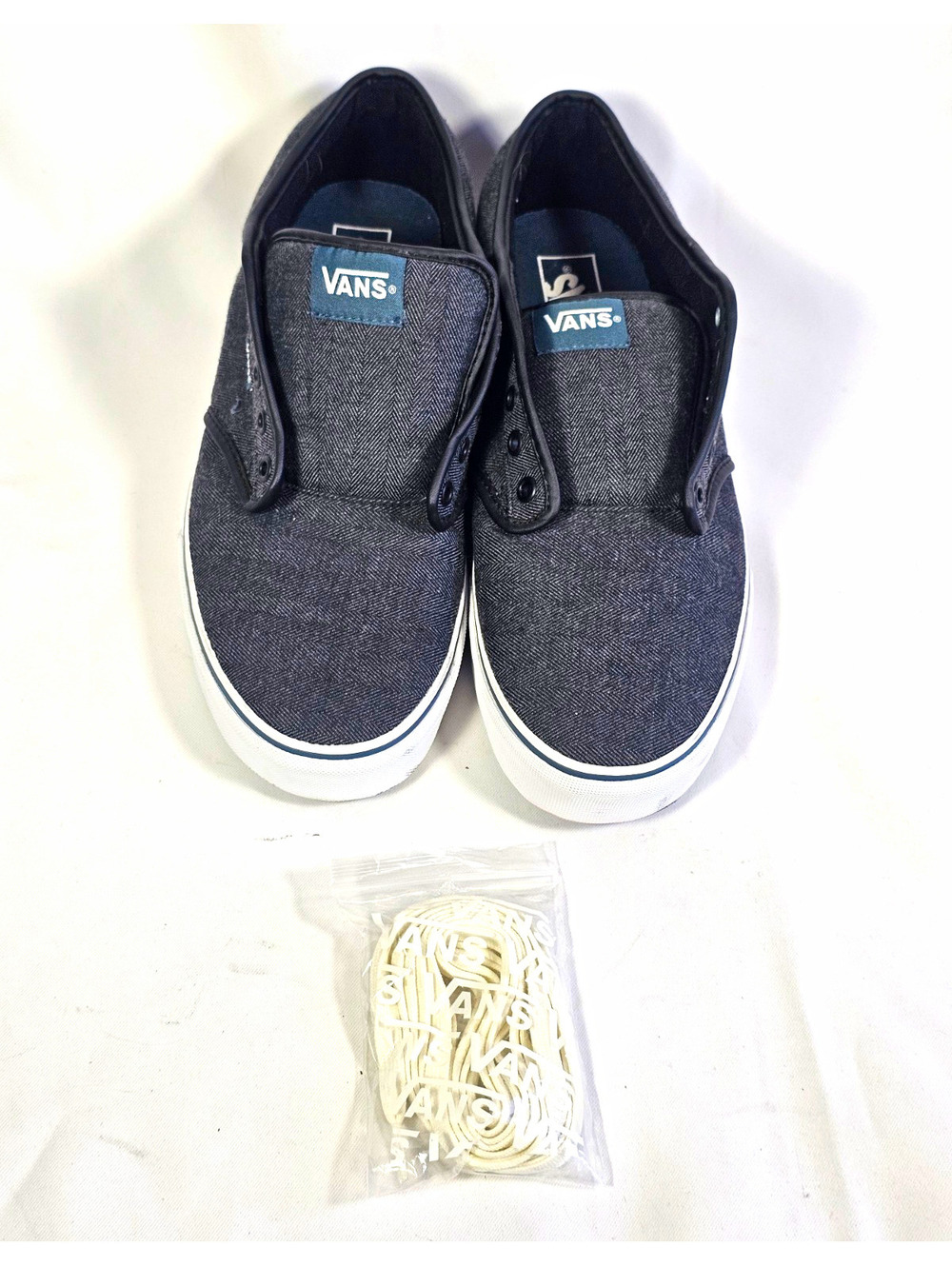 VANS 11.5 Men's Gray/White Herringbone Low Top Sneakers